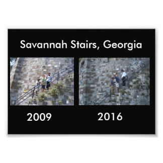 Then and Now - Savannah Stairs, GA Photo Print