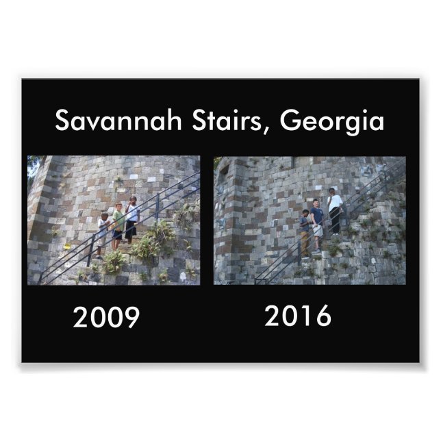 Then and Now - Savannah Stairs, GA Photo Print (Front)