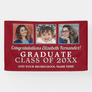 Then and Now School Colours Graduation Banner