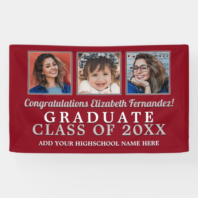 Then and Now School Colours Graduation Banner (Horizontal)
