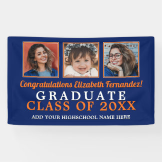Then and Now School Colours Graduation Banner