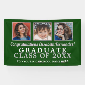 Then and Now School Colours Graduation Banner