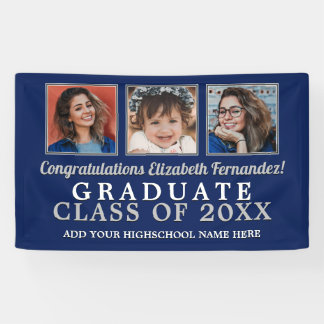 Then and Now School Colours Graduation Banner
