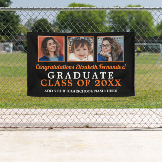 Then and Now School Colours Graduation Banner
