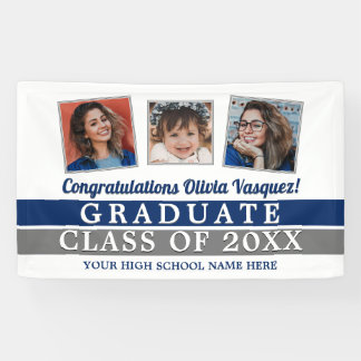 Then and Now School Colours Graduation Banner