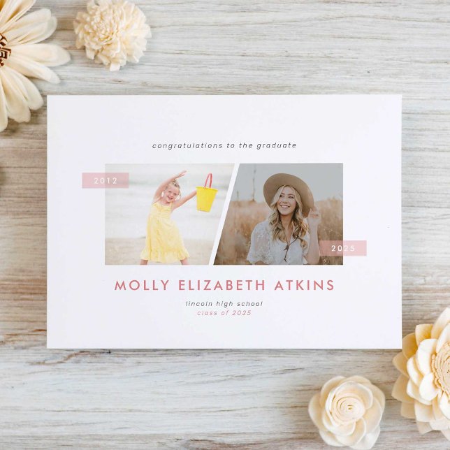 Then and Now Two Photo Graduation Announcement (Creator Uploaded)