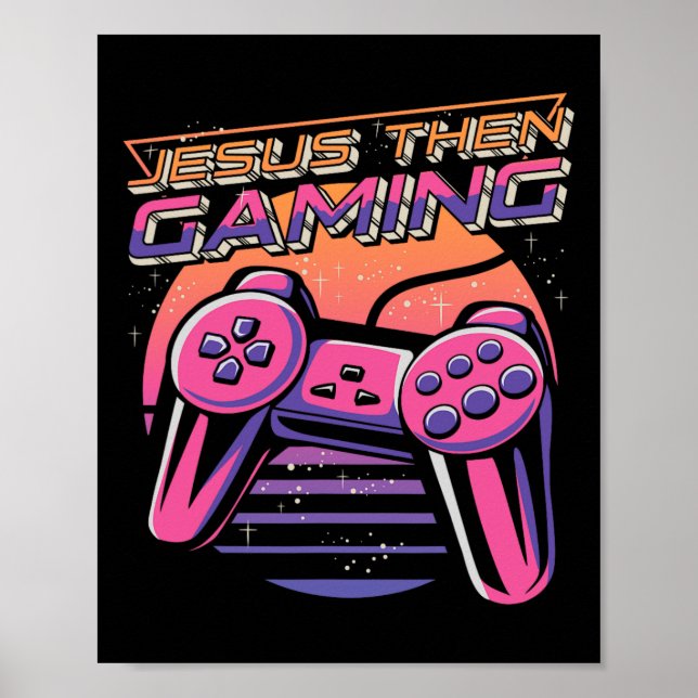 Then Gaming Gamer Christian Boys Video Game Contro Poster (Front)