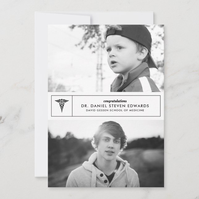 Then & Now 2 Photo Graduation Announcement (Front)