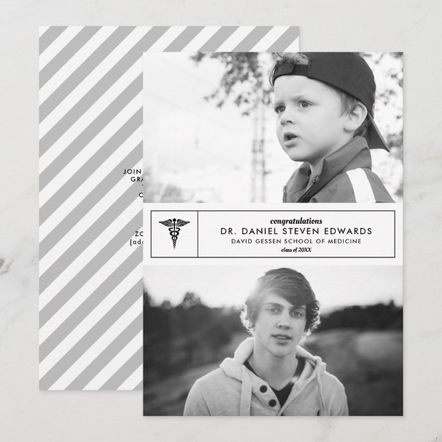 Then & Now 2 Photo Graduation Invitation (Front/Back)