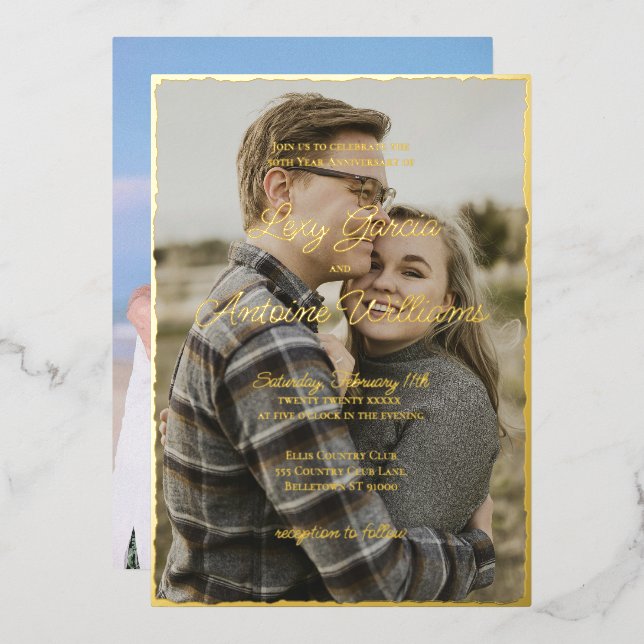 Then & Now 50th Anniversary Photo Invitation (Front/Back)