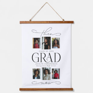 Then & Now Grad Photo Collage Graduation Keepsake Hanging Tapestry