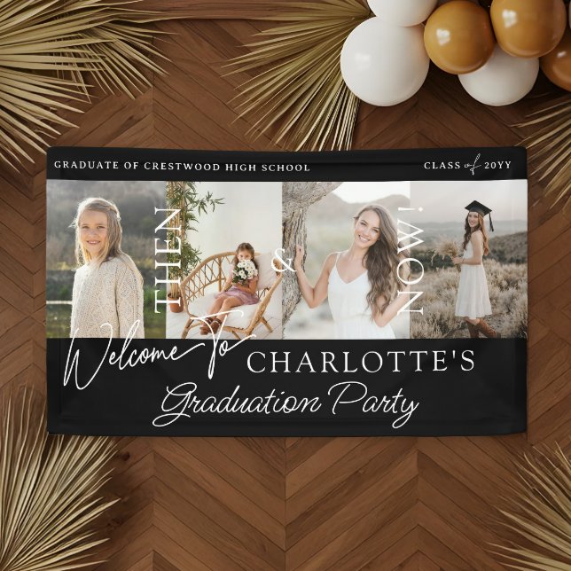 Then & Now Graduation Party Grad Photos Welcome Banner (Then & Now Graduation Party Grad Photos Welcome Banner)