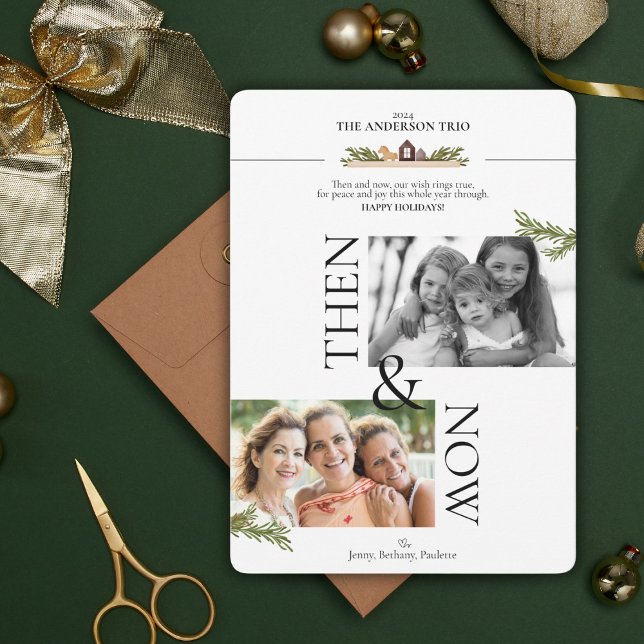Then & Now Holiday Photo Card (Friends and family will be smiling ear to ear with this 'Then and Now' holiday Christmas card)