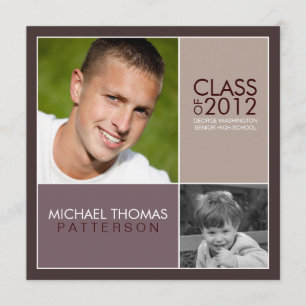 Then Now Modern Block Graduation Party Invitation