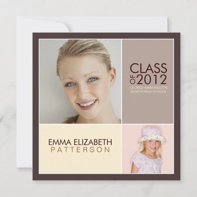 Then Now Modern Block Graduation Party Invitation (Front)