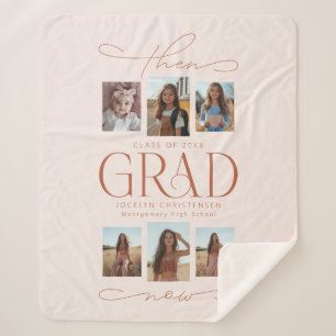 Then & Now Photo Collage Graduation Keepsake Gift Sherpa Blanket