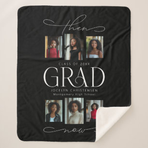 Then & Now Photo Collage Graduation Keepsake Gift Sherpa Blanket