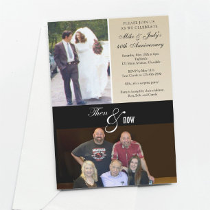 Then & Now Photos Wedding Anniversary Party Invitation