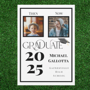 Then & Now Two Photo Graduation Personalised   Invitation