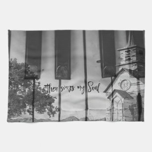 Then Sings my Soul with Country Church Keyboard  Tea Towel