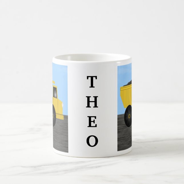 Theo Dump Truck Personalised Name Mug (Center)