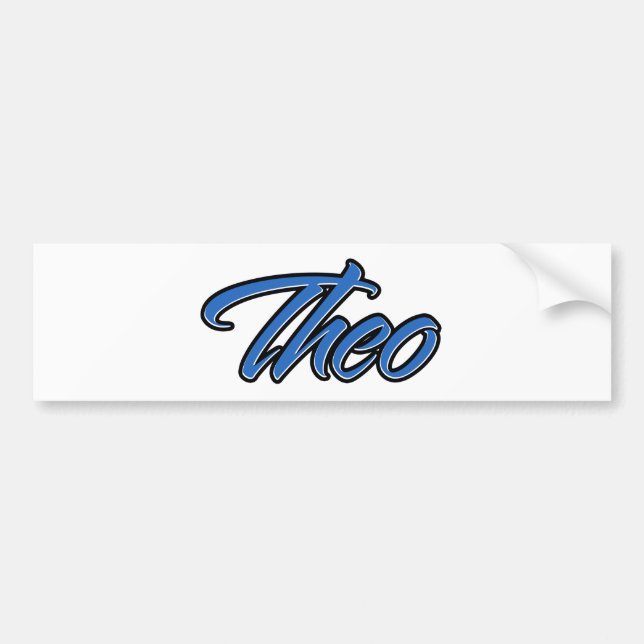 Theo Name blue Aufkleber Sticker Autoaufkleber (Front)