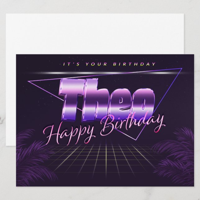 Theo Name First name pura retro card Birthday (Front/Back)