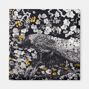 Theo Van Hoytema Retro Peacock Clip Art Black and Magnet