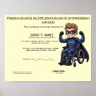 Theo Wheelchair Endurance Milestone Certificate Poster