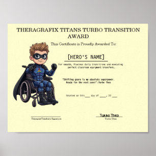 Theo Wheelchair Transition Milestone Certificate Poster