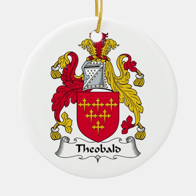 Theobald Family Crest Ceramic Tree Decoration (Front)