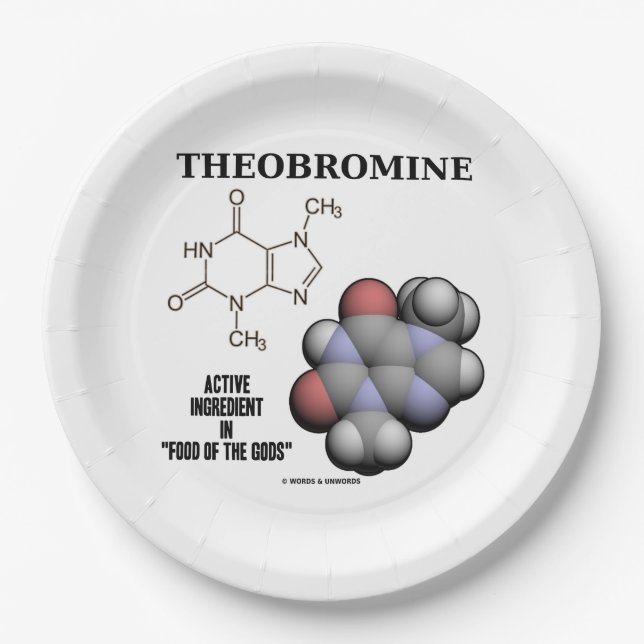 Theobromine Chocolate Molecule Active Ingredient Paper Plate (Front)