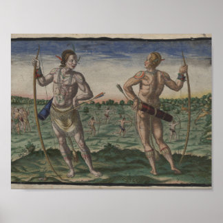 Theodor de Bry, 1528-1598, Native American in Body Poster