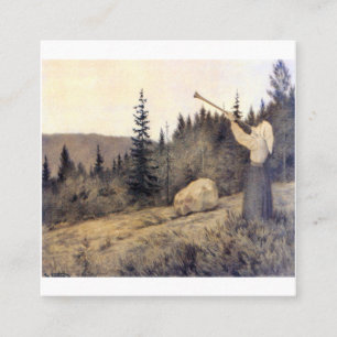 Theodor Kittelsen - Op Under Fjeldet Toner En Lur Square Business Card