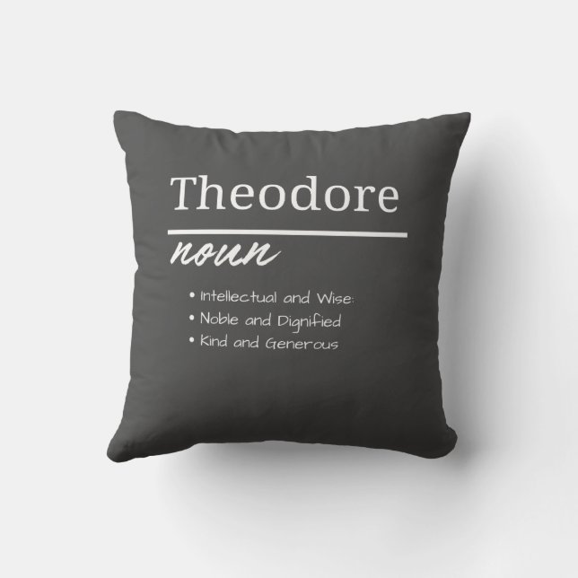 Theodore, Boy Personalised Name Definition Cushion (Back)