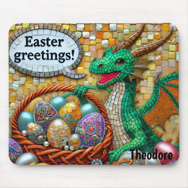 THEODORE ~ DRAGON'S EASTER GREETINGS Eggs ~  Mouse Mat (Front)