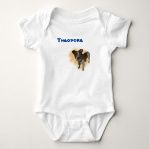 Theodore Name With Jack Russell, Baby Bodysuit