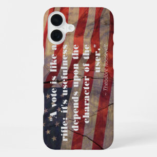 Theodore Roosevelt Inspiration Vote Quote iPhone 16 Plus Case