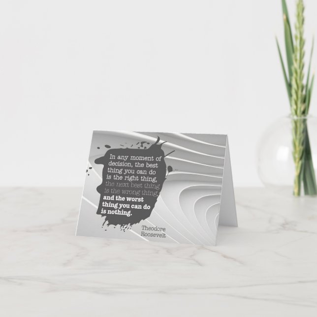 Theodore Roosevelt Inspirational Quote "Decision" Thank You Card (Front)