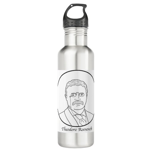 Image of Theodore Roosevelt Line Portrait 710 Ml Water Bottle