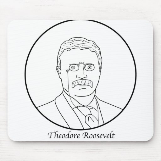 Image of Theodore Roosevelt Line Portrait Mouse Mat