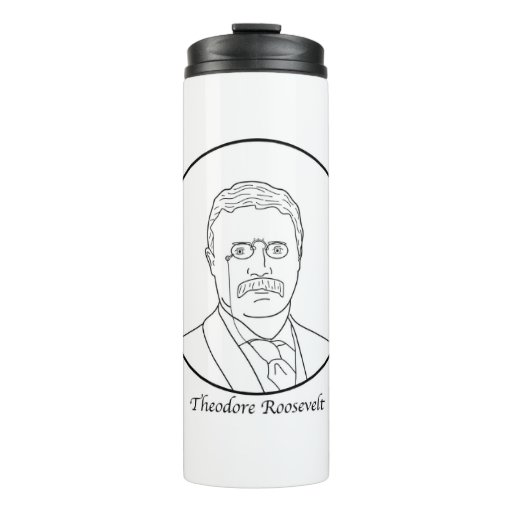 Image of Theodore Roosevelt Line Portrait Thermal Tumbler