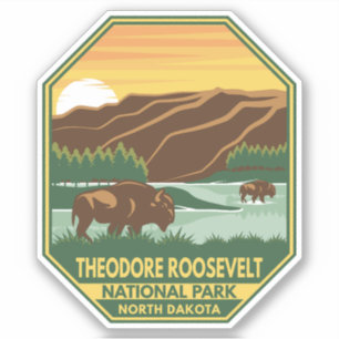 Theodore Roosevelt National Park Bison Retro