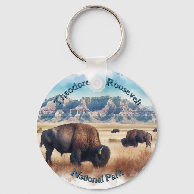Theodore Roosevelt National Park Bison Souvenir  Key Ring (Front)