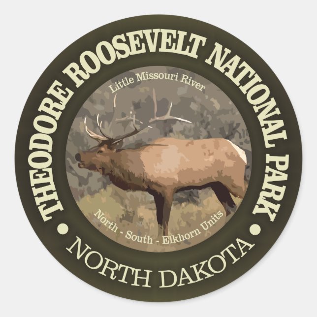Theodore Roosevelt National Park (elk) Classic Round Sticker (Front)