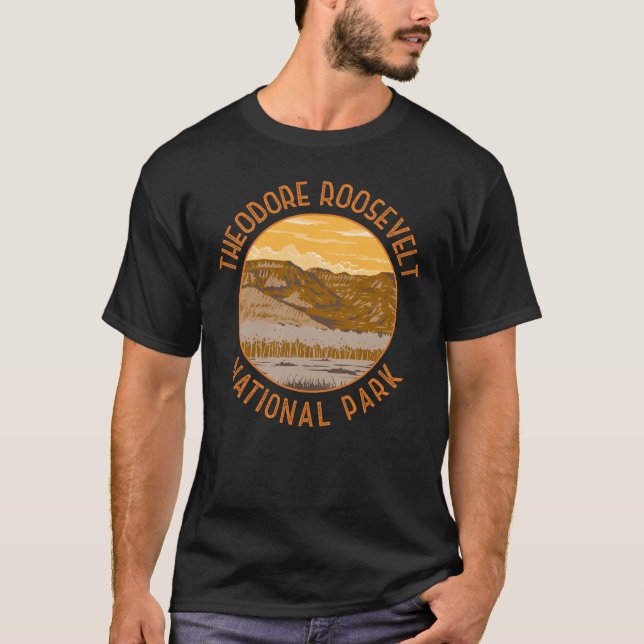 Theodore Roosevelt National Park Retro Distressed T-Shirt (Front)