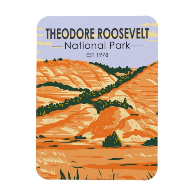 Theodore Roosevelt National Park Vintage  Magnet (Vertical)