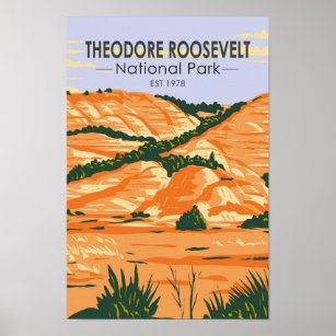 Theodore Roosevelt National Park Vintage  Poster