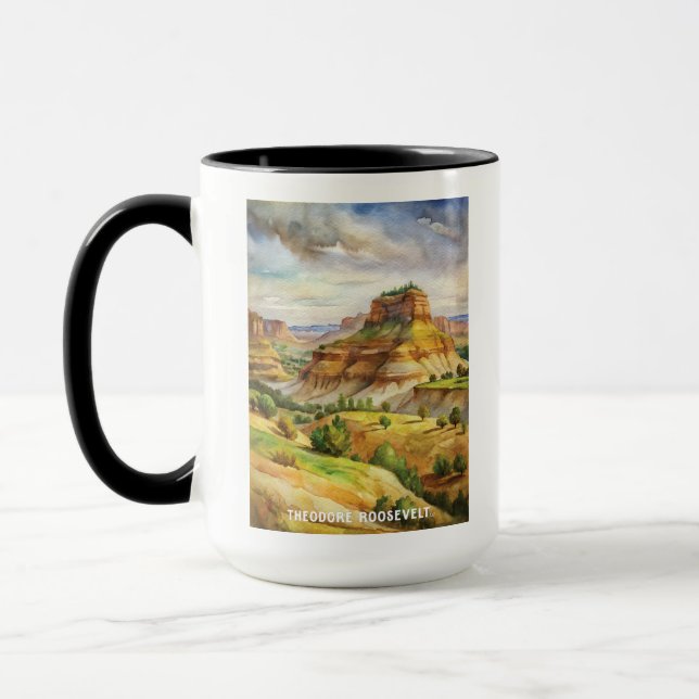 Theodore Roosevelt National Park Watercolor  Mug (Left)