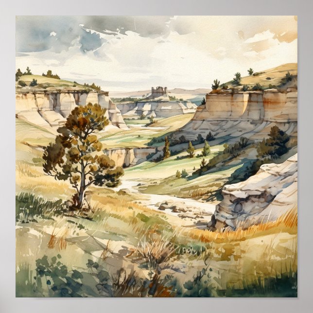 Theodore Roosevelt National Park Watercolor Poster (Front)